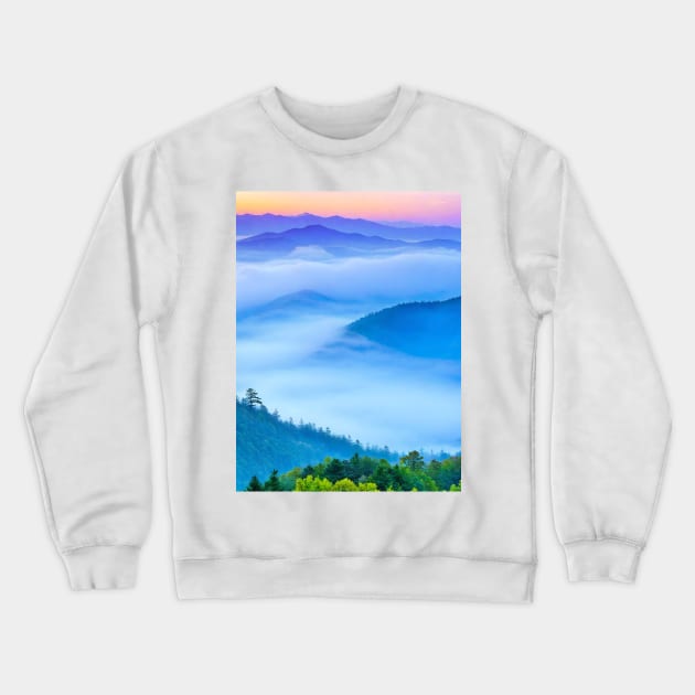 Smoky mountain fog Crewneck Sweatshirt by Anik Arts